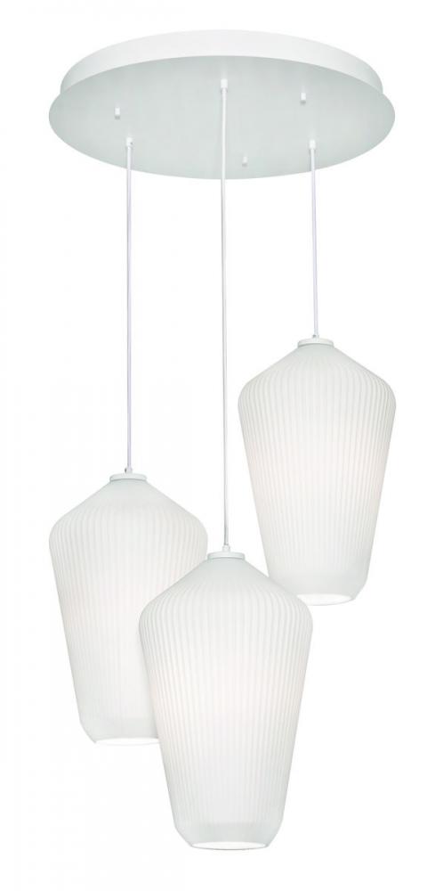 Lola 3 Light Round Pendant,120V,White