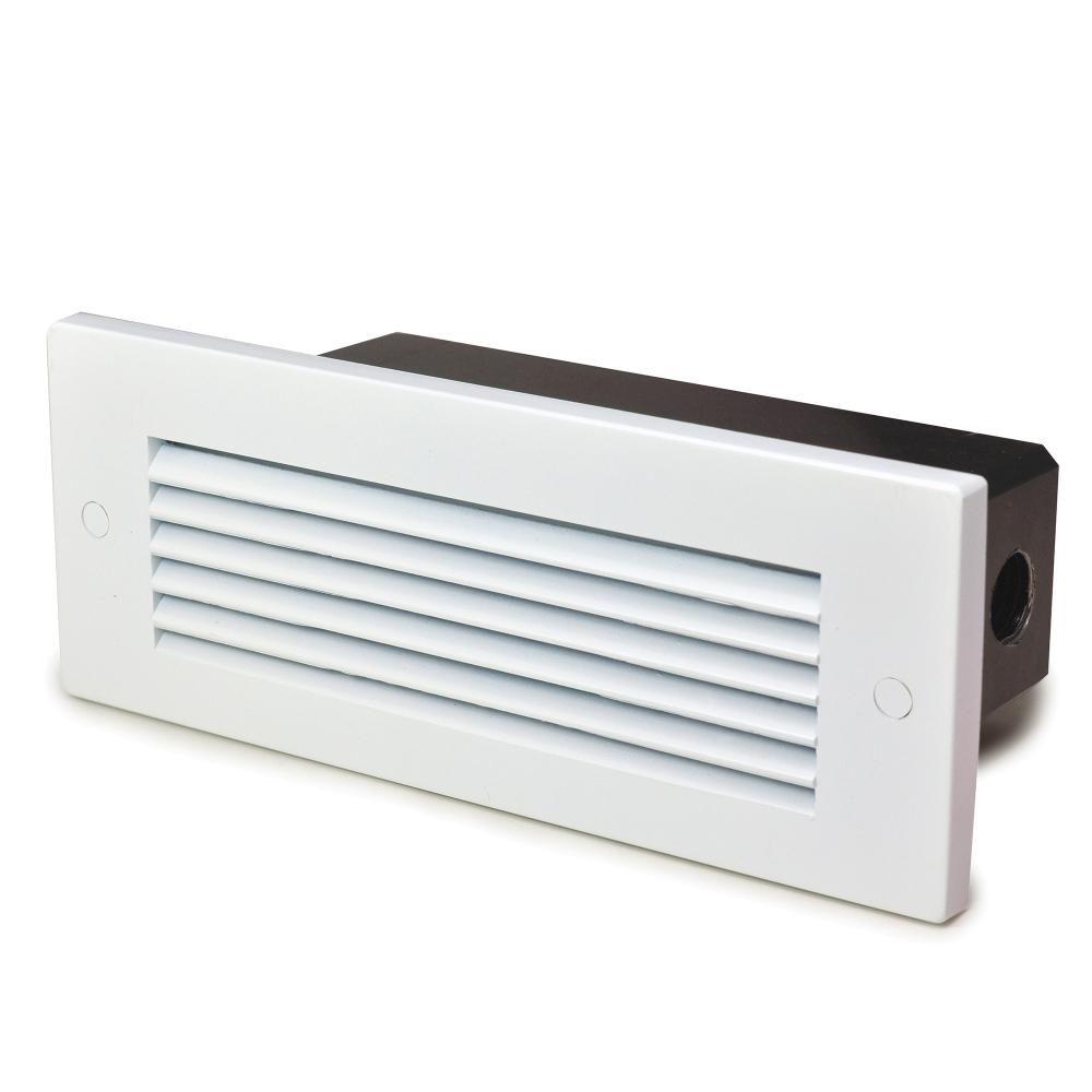 Brick Die-Cast LED Step Light w/ Horizontal Louver Face Plate, 118lm / 4.6W, 3000K, White Finish