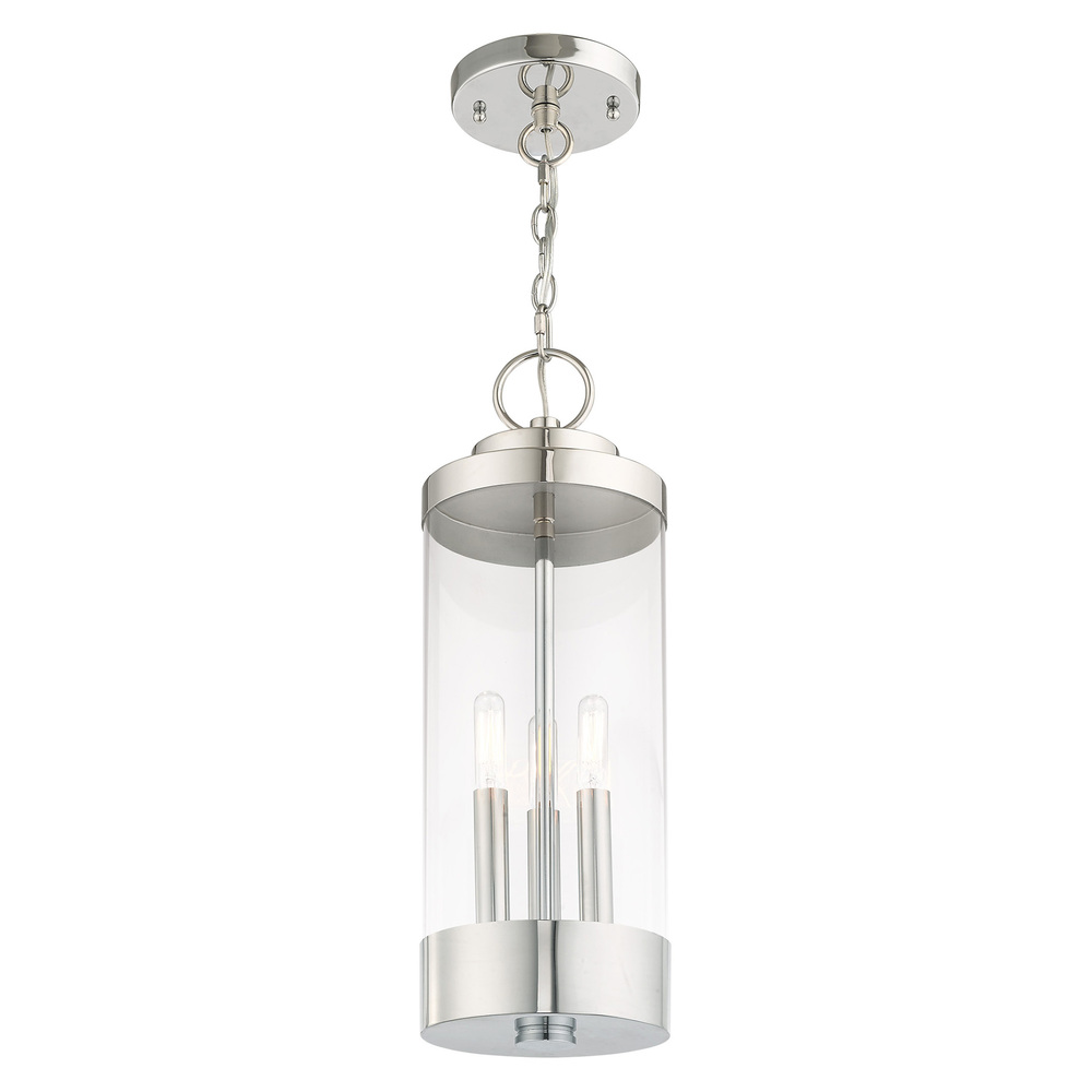 3 Lt Polished Chrome Outdoor Pendant Lantern