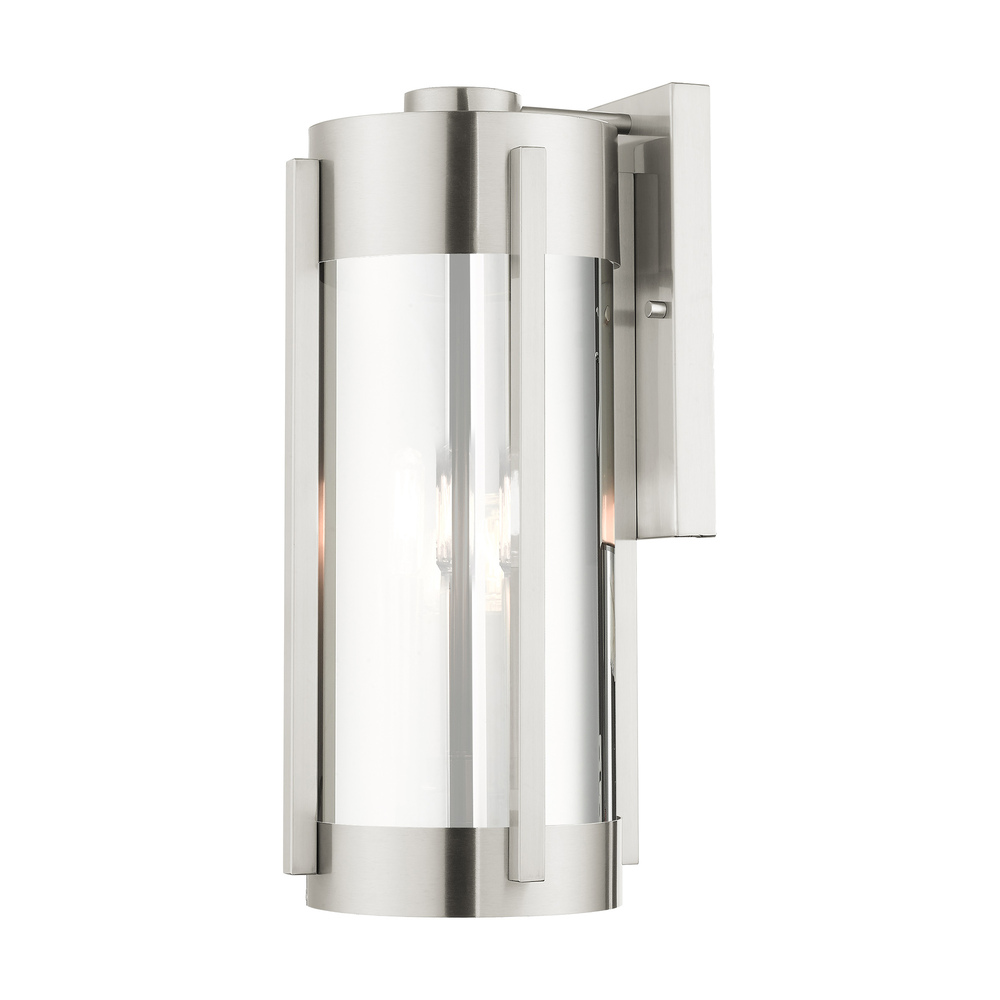 3 Lt Brushed Nickel Outdoor Wall Lantern