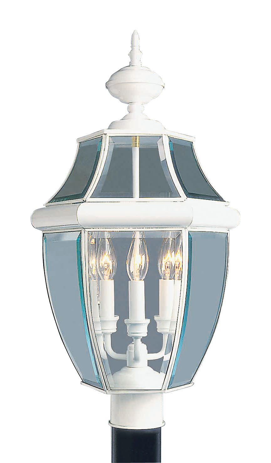 3 Light White Outdoor Post Lantern