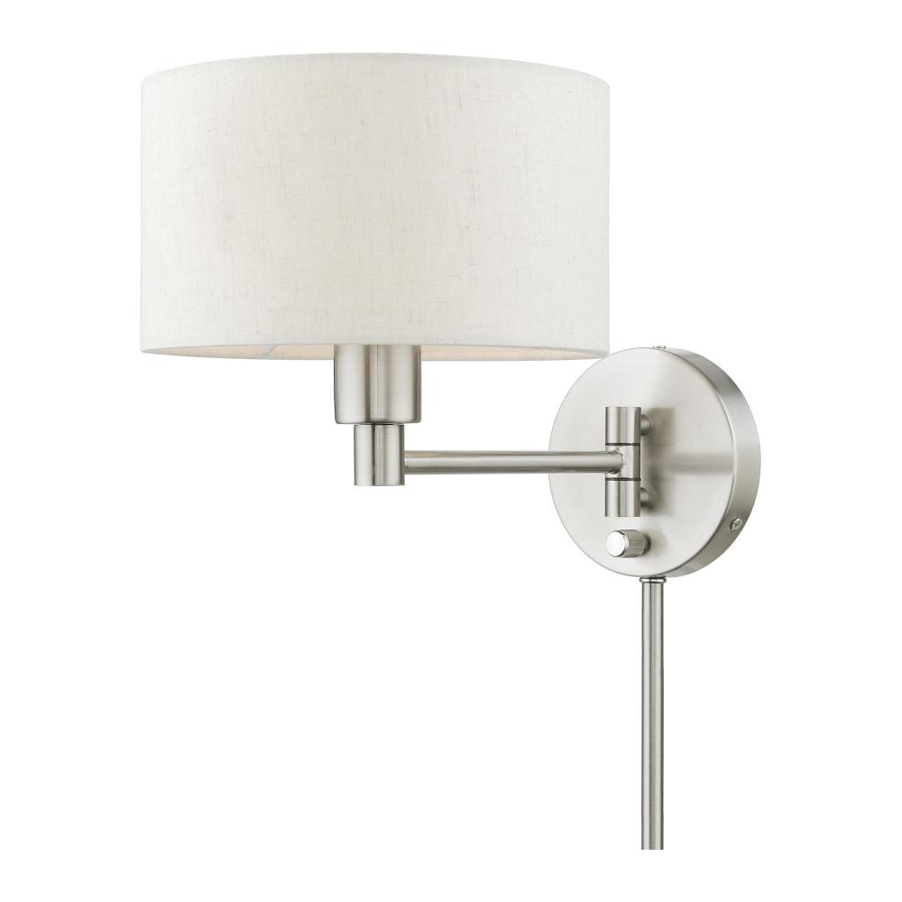 1 Light Brushed Nickel Swing Arm Wall Lamp