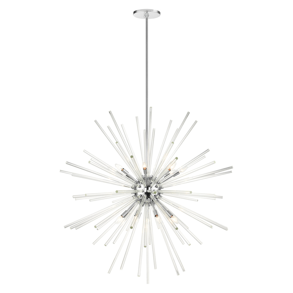 16 Lt Polished Chrome Foyer Pendant Chandelier