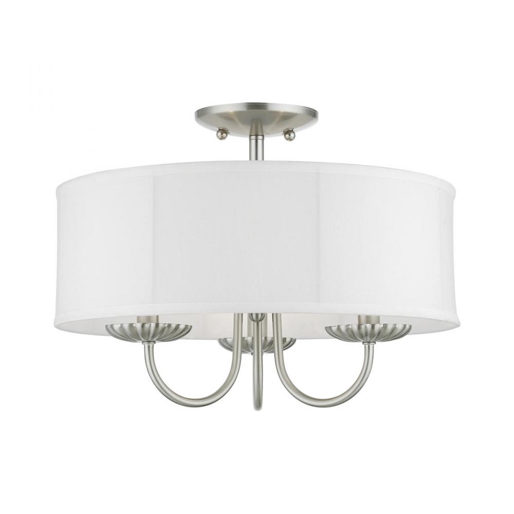 3 Light Brushed Nickel Semi-Flush Mount