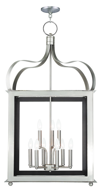 6 Light + 3 Light Brushed Nickel Lantern