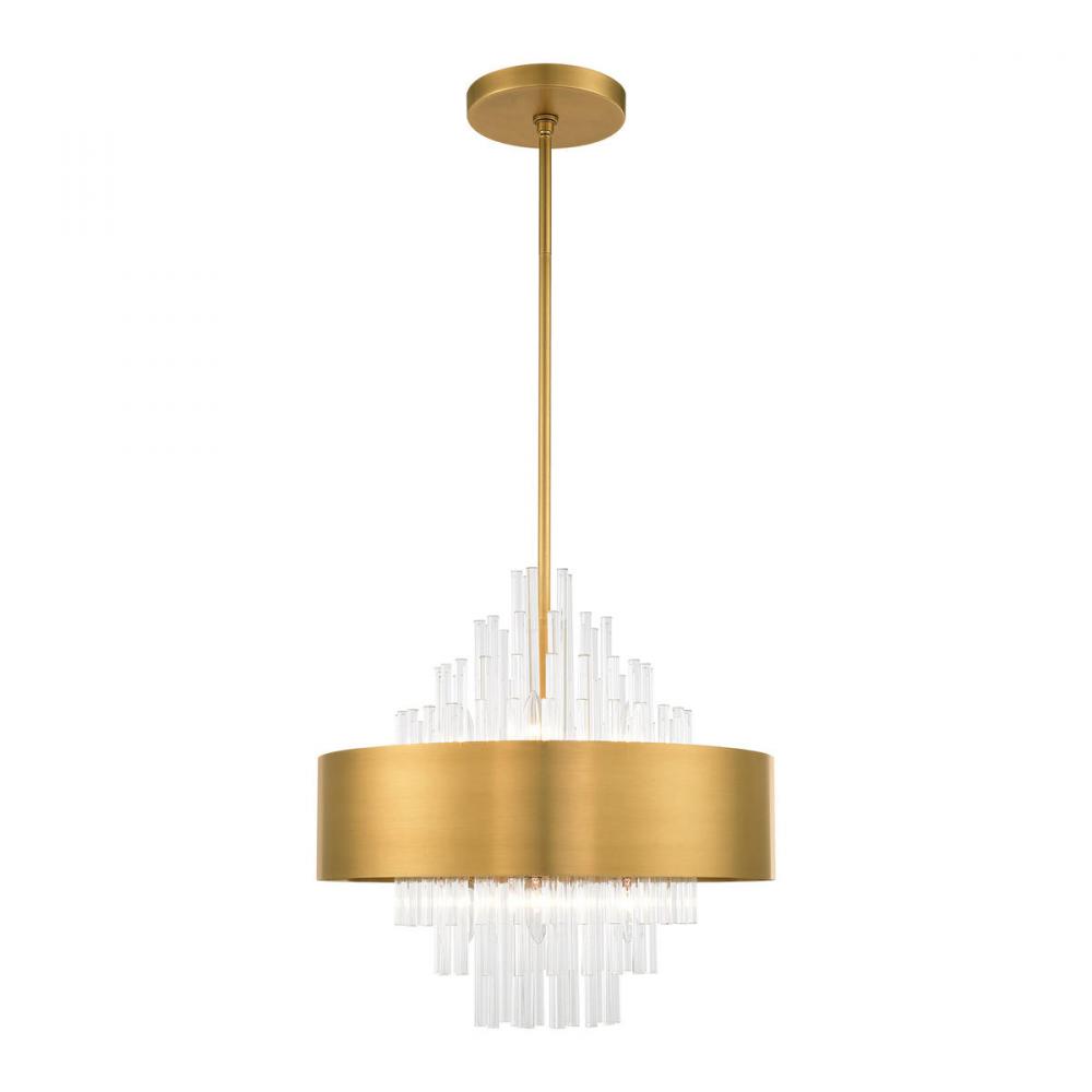 8 Lt Natural Brass Pendant Chandelier