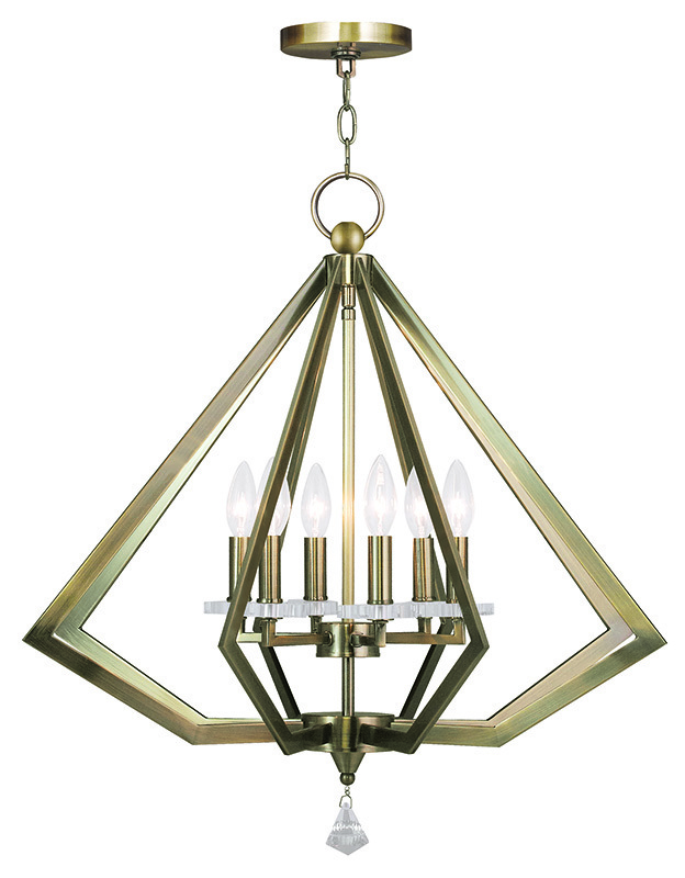 6 Light Antique Brass Chandelier