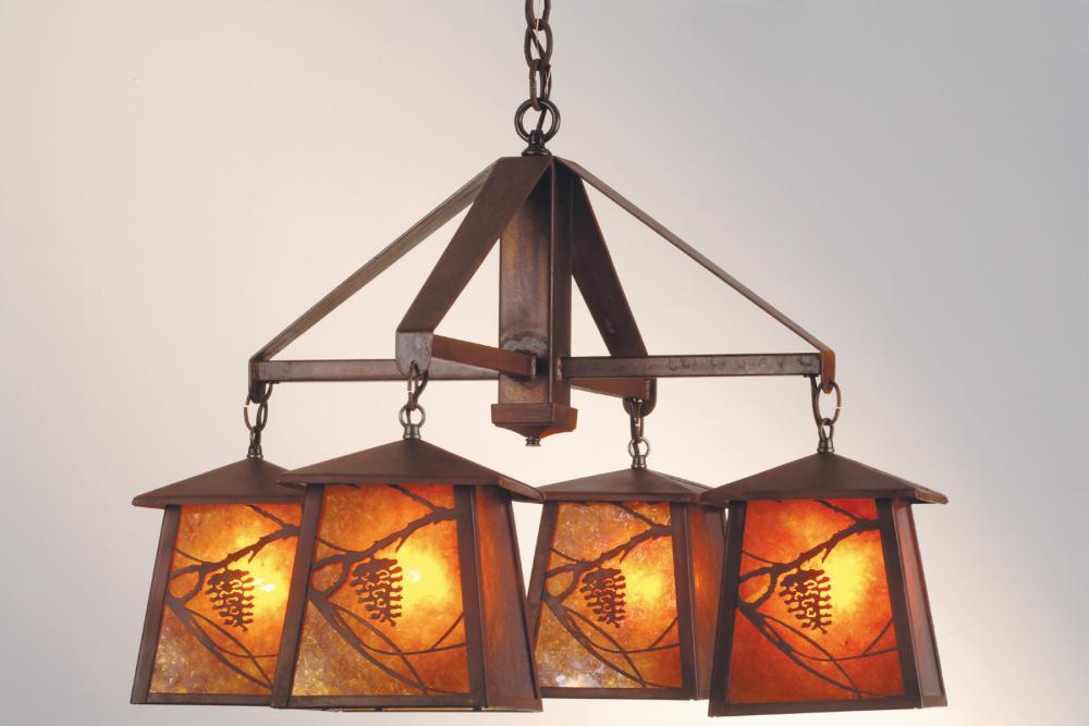 28" Wide Whispering Pines 4 LT Chandelier