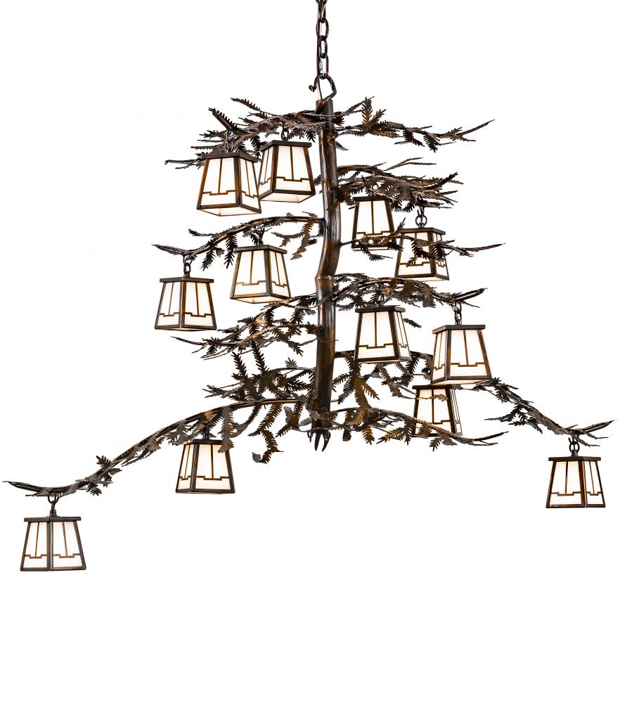 48" Long Pine Branch 12 Light Chandelier