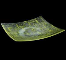 Meyda Blue 114431 - 14"Sq Metro Fusion Lemon Glass Plate