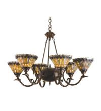 Meyda Blue 16099 - 33"W Tiffany Jeweled Peacock 6 LT Chandelier