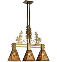 Meyda Blue 22935 - 30"L Winter Pine Tall Pines 3 LT Island Pendant