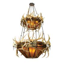 Meyda Blue 81332 - 68"W Antlers Elk 2 Tier Chandelier