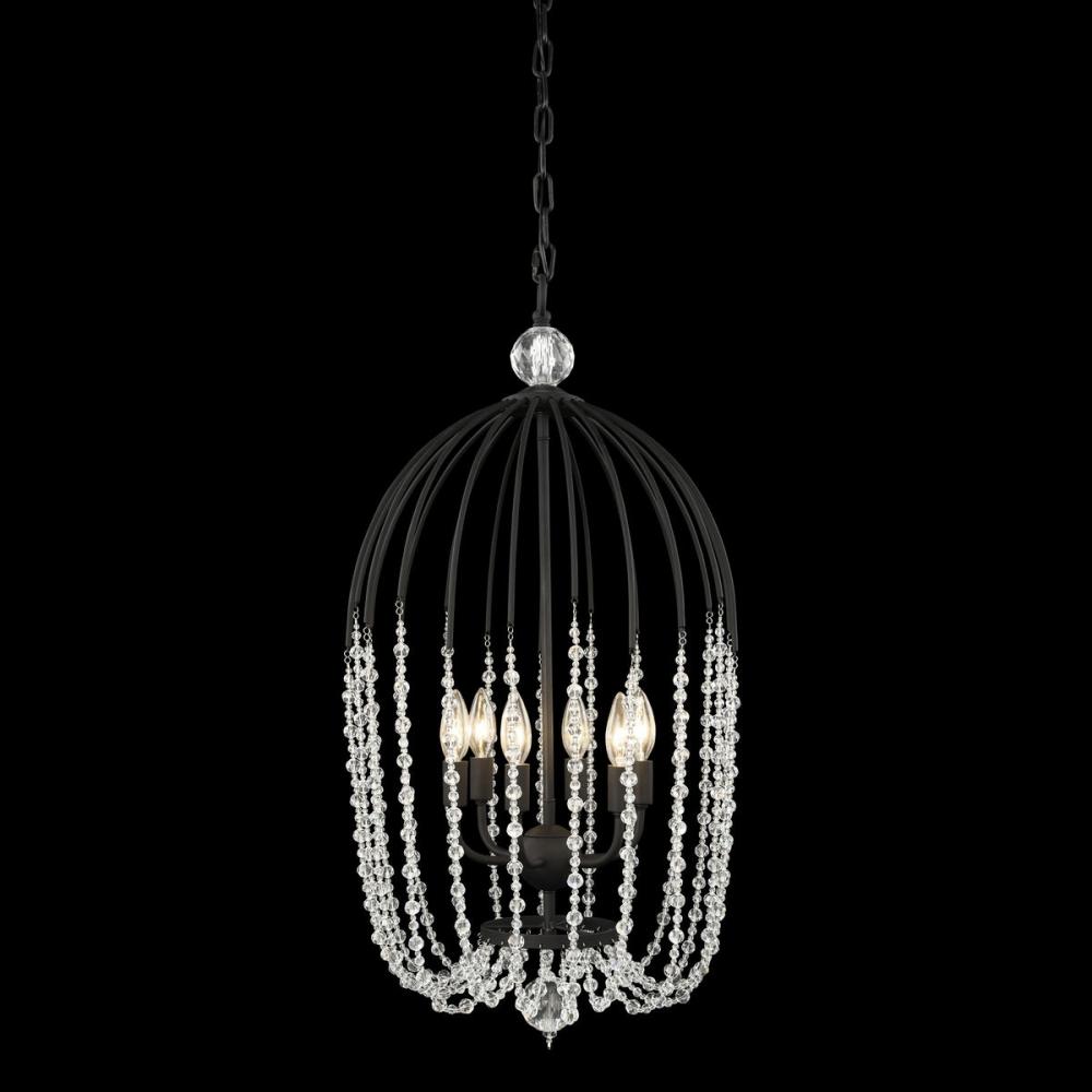 Voliere 6-Lt Crystal Pendant - Matte Black