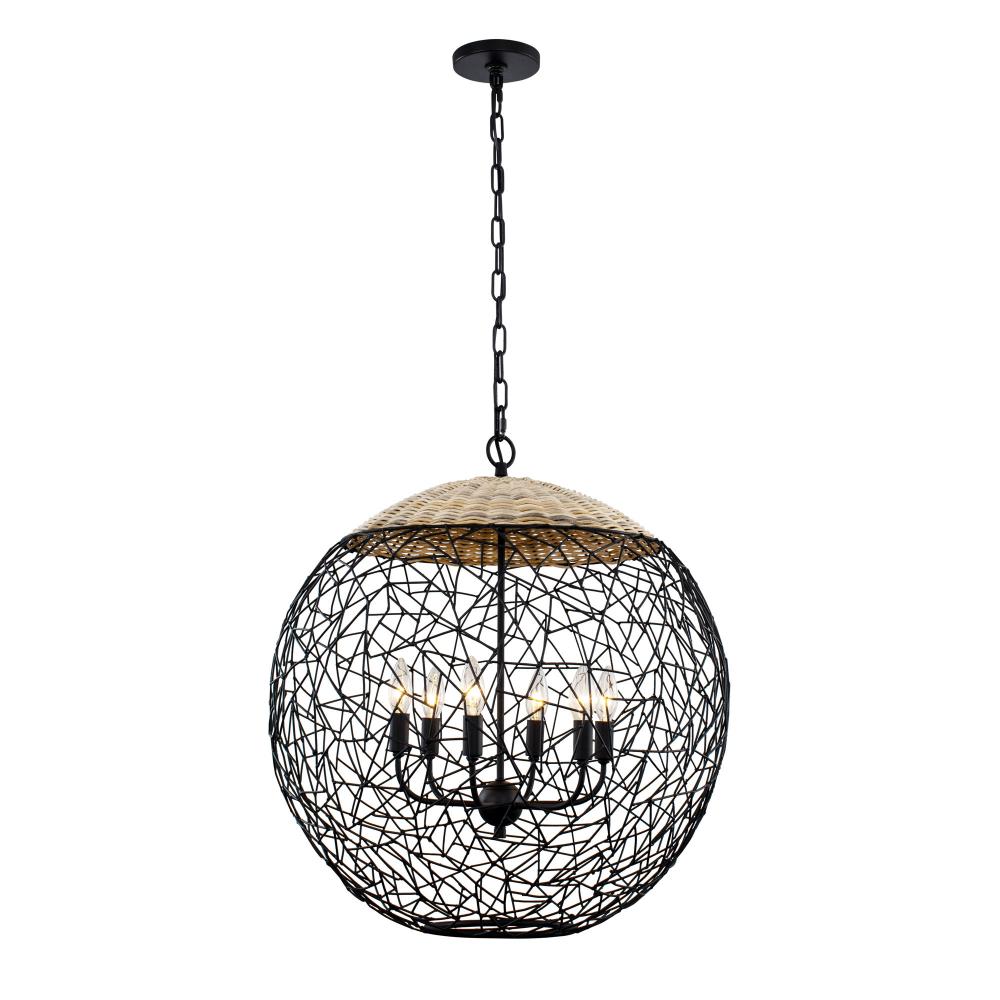 Cayman 6-Lt Orb Pendant - Black