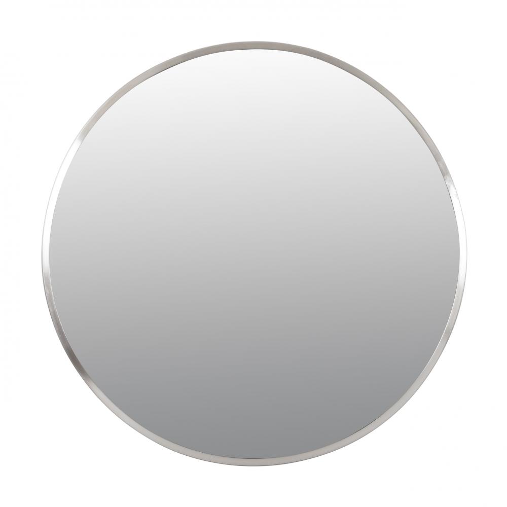 Cottage 30-in Round Mirror - Brushed Nickel