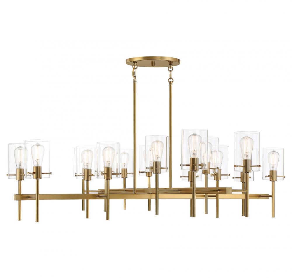 Vista 16-Light Chandelier in Burnished Brass