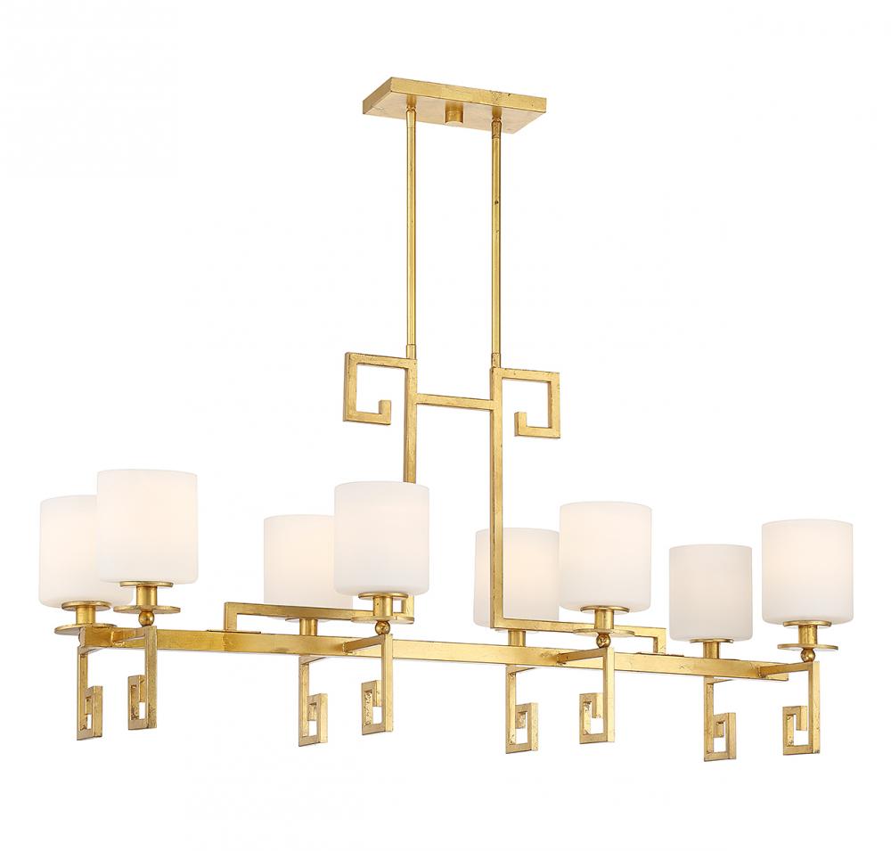 Quatrain 8-Light Linear Chandelier in True Gold