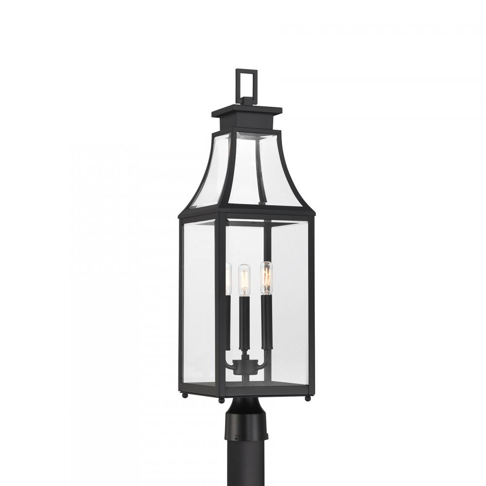 Emery 3-Light Outdoor Post Lantern in Matte Black