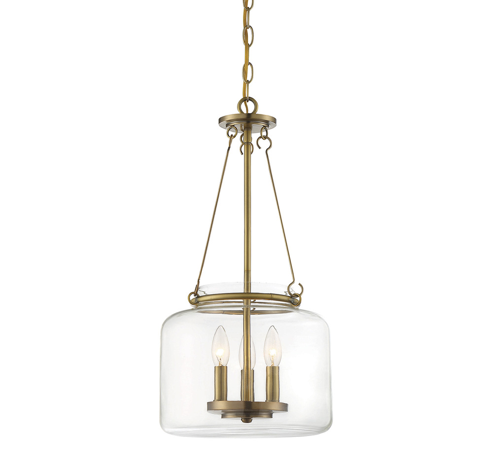 Akron 3-Light Pendant in Warm Brass