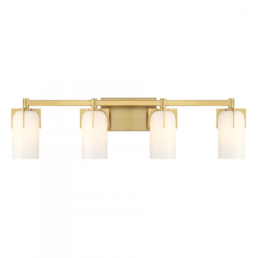 Caldwell 4-Light Bathroom Vanity Light in Warm Brass