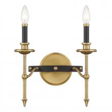 Savoy House 9-9510-2-143 - Consulate 2-Light Wall Sconce in Matte Black and Warm Brass