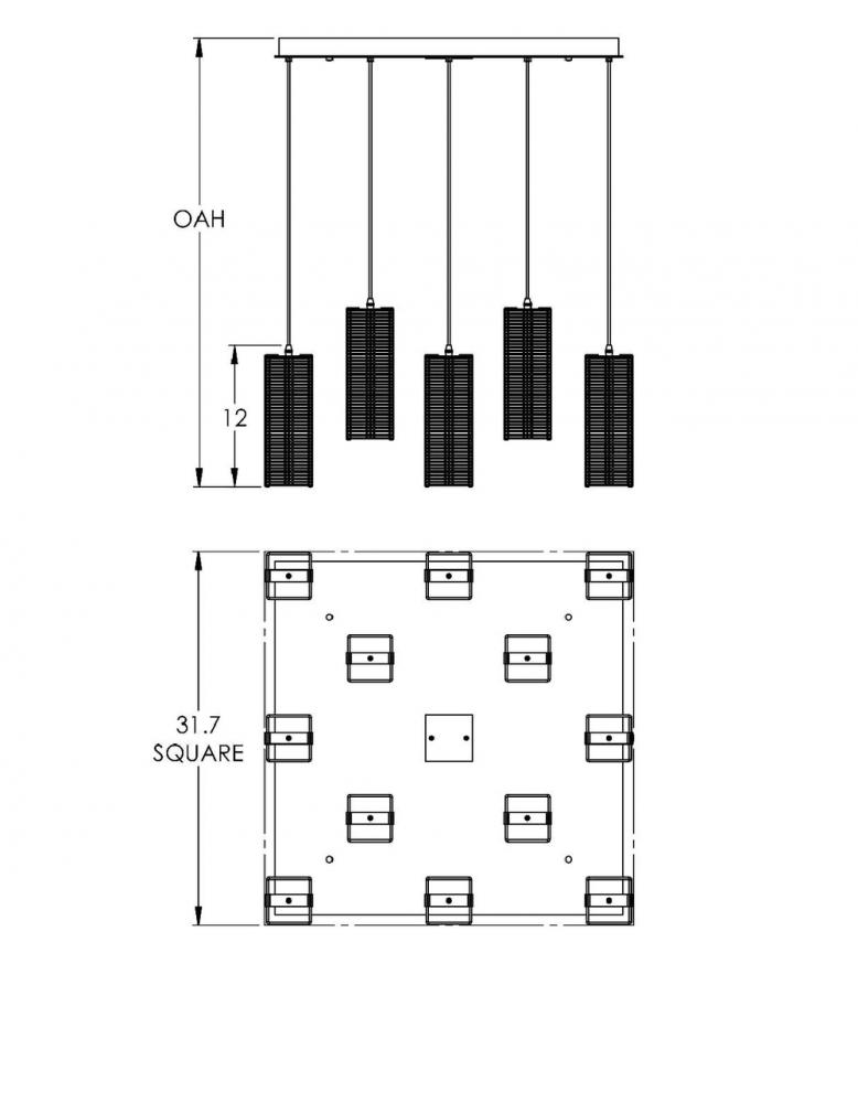 Downtown Mesh Square 12pc Multi-Pendant