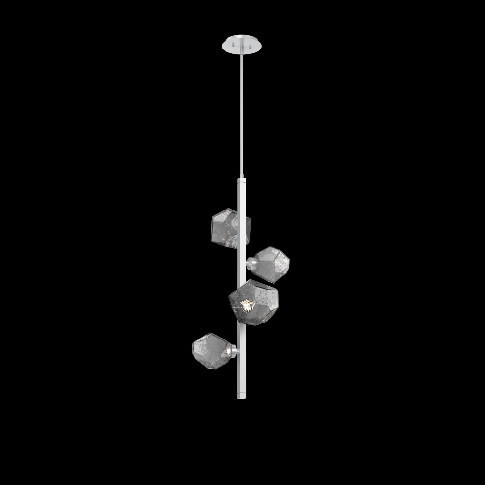 Gem 4pc Twisted Vine-Classic Silver-Smoke Blown Glass-Threaded Rod Suspension-LED 3000K