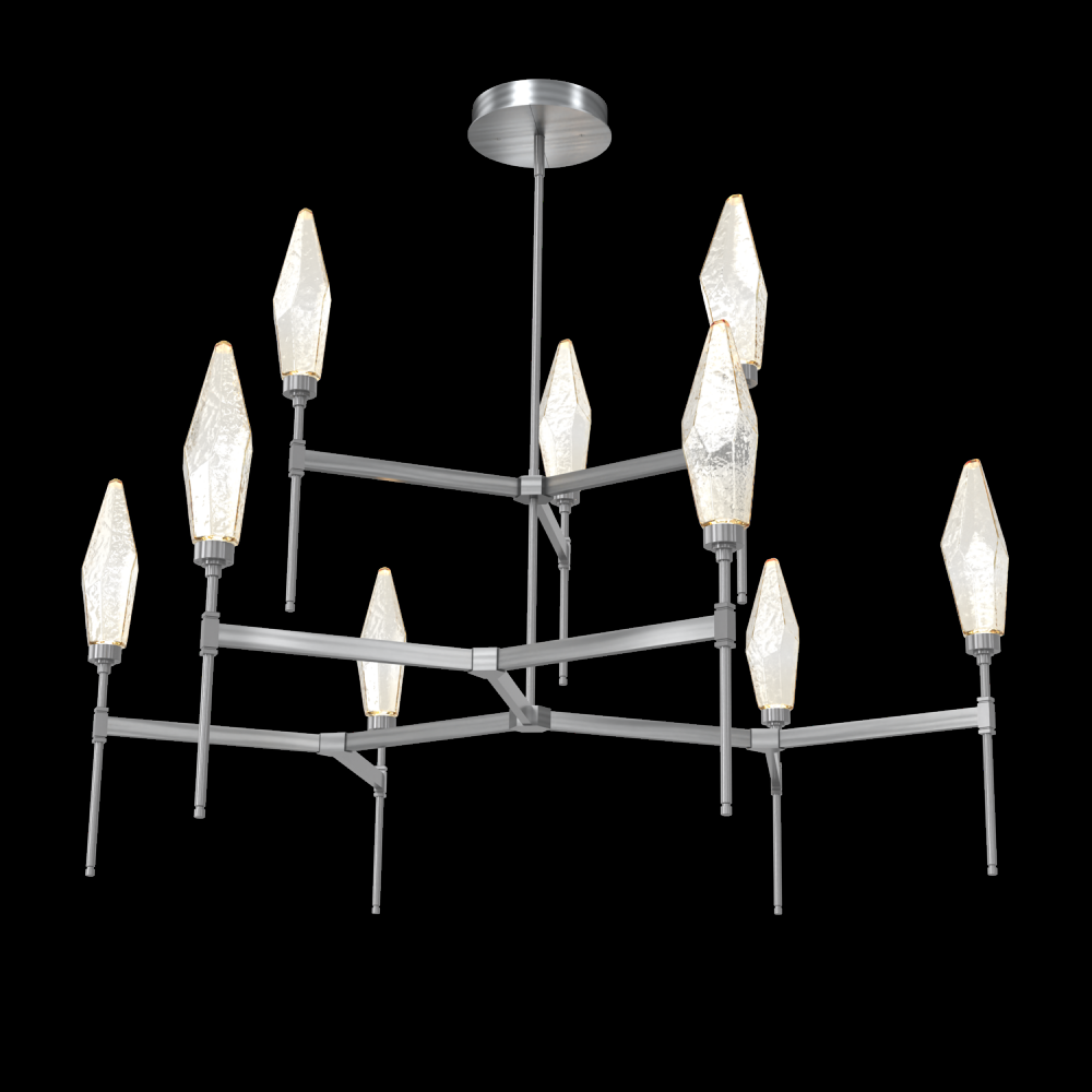 Rock Crystal Round Chandelier-54-Gunmetal