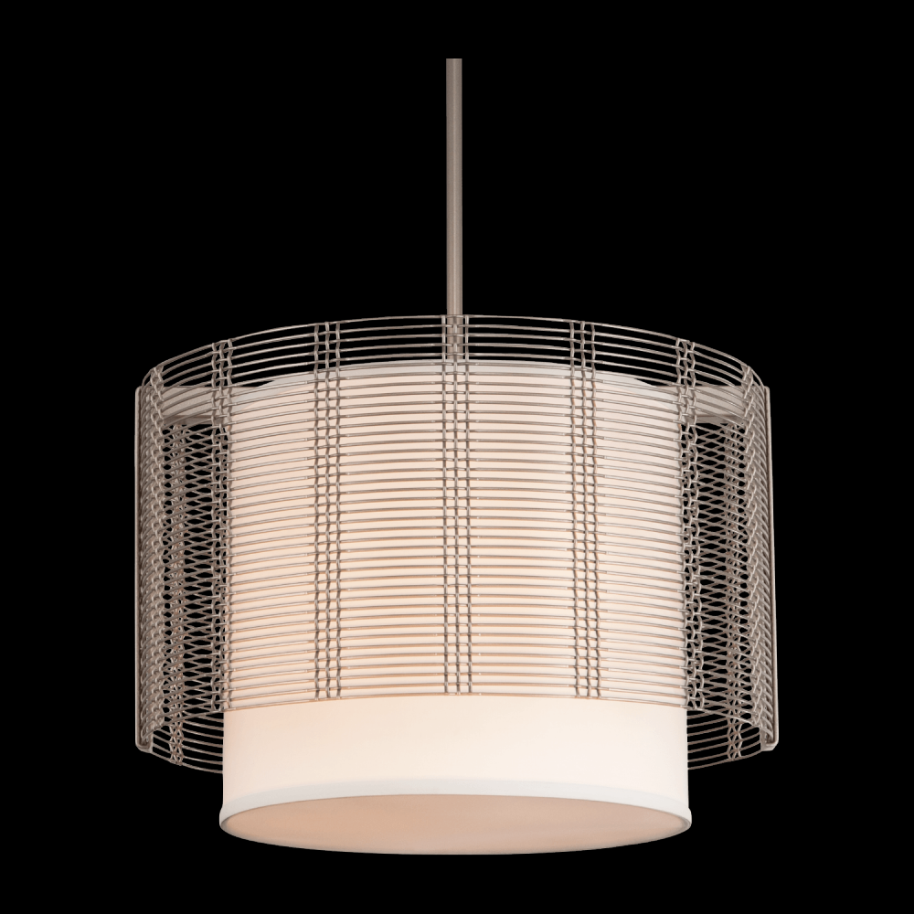 Uptown Mesh Drum with Linen Shade-31-Novel Brass-Linen Shade-Threaded Rod Suspension-E26