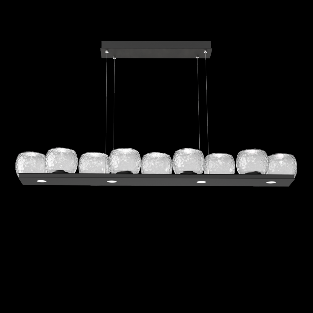 Vessel 59-inch Platform Linear-Matte Black-Clear Blown Glass-Stainless Cable-LED 2700K