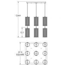 Hammerton CHB0019-09-GB-0-C01-E2 - Uptown Mesh Square 9pc Multi-Pendant