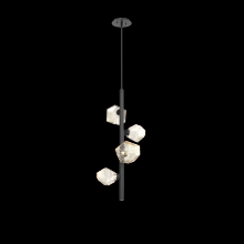 Hammerton CHB0039-T4-MB-A-001-L1 - Gem 4pc Twisted Vine-Matte Black-Amber Blown Glass-Threaded Rod Suspension-LED 2700K