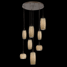 Hammerton CHB0091-08-FB-B-C01-L1 - Vessel 8pc Round Multi-Pendant-Flat Bronze-Bronze Blown Glass-Cloth Braided Cord-LED 2700K