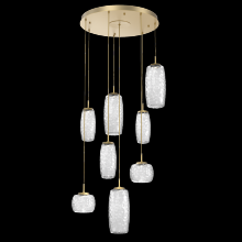 Hammerton CHB0091-08-GB-C-C01-L3 - Vessel 8pc Round Multi-Pendant-Gilded Brass-Clear Blown Glass-Cloth Braided Cord-LED 3000K