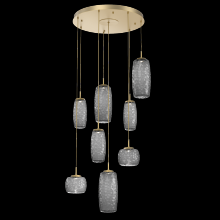 Hammerton CHB0091-08-GB-S-C01-L1 - Vessel 8pc Round Multi-Pendant-Gilded Brass-Smoke Blown Glass-Cloth Braided Cord-LED 2700K