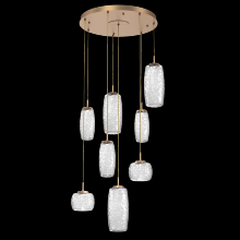 Hammerton CHB0091-08-NB-C-C01-L3 - Vessel 8pc Round Multi-Pendant-Novel Brass-Clear Blown Glass-Cloth Braided Cord-LED 3000K