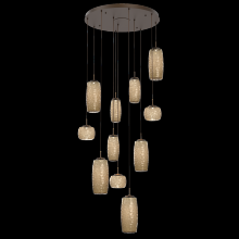 Hammerton CHB0091-11-FB-B-C01-L1 - Vessel 11pc Round Multi-Pendant-Flat Bronze-Bronze Blown Glass-Cloth Braided Cord-LED 2700K