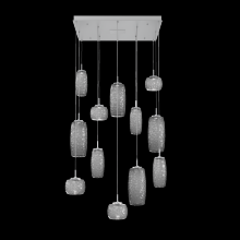 Hammerton CHB0091-12-CS-S-C01-L1 - Vessel 12pc Square Multi-Pendant-Classic Silver-Smoke Blown Glass-Cloth Braided Cord-LED 2700K