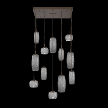 Hammerton CHB0091-12-FB-S-C01-L1 - Vessel 12pc Square Multi-Pendant-Flat Bronze-Smoke Blown Glass-Cloth Braided Cord-LED 2700K