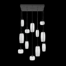 Hammerton CHB0091-12-MB-C-C01-L1 - Vessel 12pc Square Multi-Pendant-Matte Black-Clear Blown Glass-Cloth Braided Cord-LED 2700K