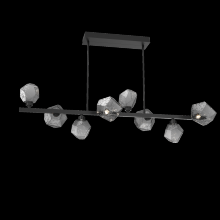 Hammerton PLB0039-T8-MB-S-001-L3 - Gem 8pc Twisted Branch-Matte Black-Smoke Blown Glass-Threaded Rod Suspension-LED 3000K