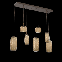 Hammerton PLB0091-07-FB-B-C01-L1 - Vessel 7pc Linear Multi-Pendant-Flat Bronze-Bronze Blown Glass-Cloth Braided Cord-LED 2700K