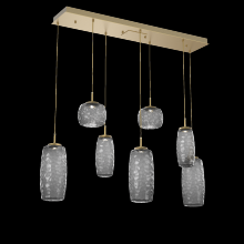 Hammerton PLB0091-07-GB-S-C01-L1 - Vessel 7pc Linear Multi-Pendant-Gilded Brass-Smoke Blown Glass-Cloth Braided Cord-LED 2700K