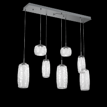 Hammerton PLB0091-07-GM-C-C01-L1 - Vessel 7pc Linear Multi-Pendant-Gunmetal-Clear Blown Glass-Cloth Braided Cord-LED 2700K