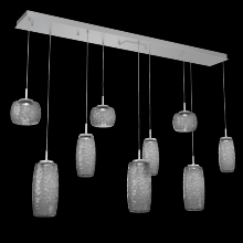 Hammerton PLB0091-09-CS-S-C01-L3 - Vessel 9pc Linear Multi-Pendant-Classic Silver-Smoke Blown Glass-Cloth Braided Cord-LED 3000K