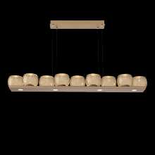 Hammerton PLB0091-0C-NB-B-CA1-L3 - Vessel 59-inch Platform Linear-Novel Brass-Bronze Blown Glass-Stainless Cable-LED 3000K