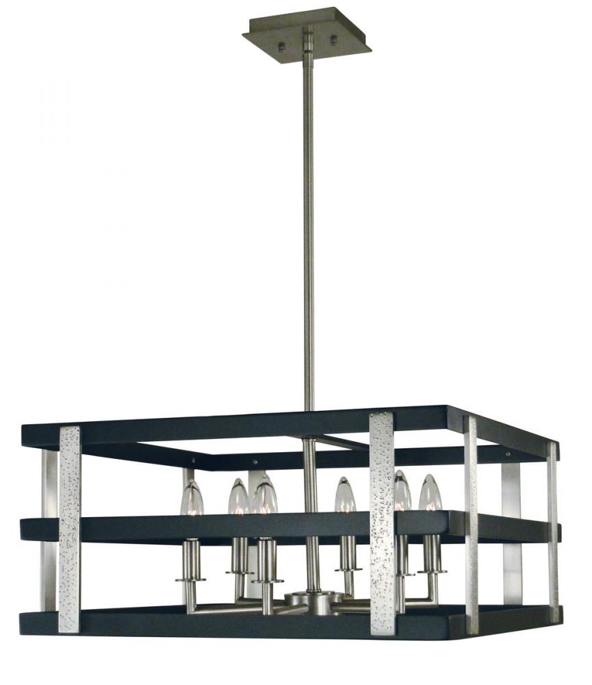 6-Light Brushed Nickel/Matte Black Montreaux Chandelier