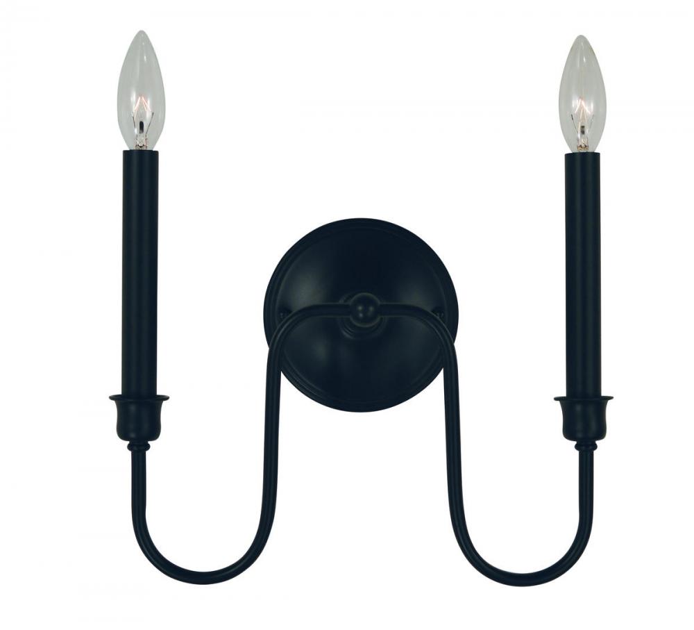 2-LIGHT MATTE BLACK JASPER WALL SCONCE