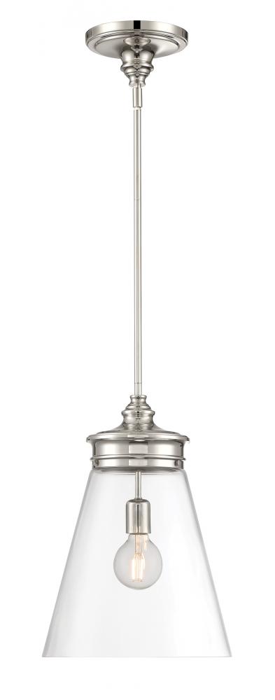 Emma 1-Light Glass Pendant - Polished Nickel